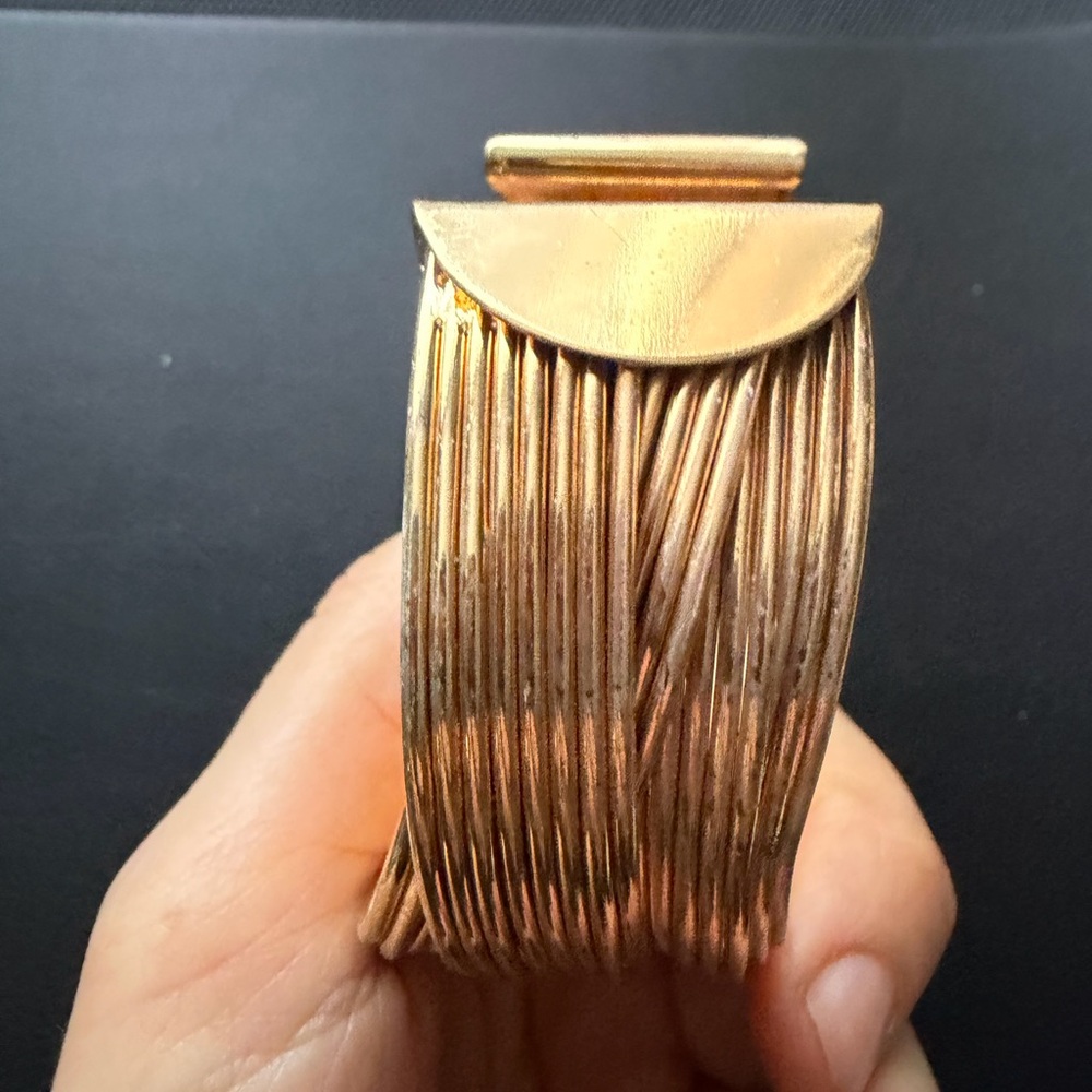 Statement Gold Tone Multi-Wire Wide Cuff Bracelet - image 7